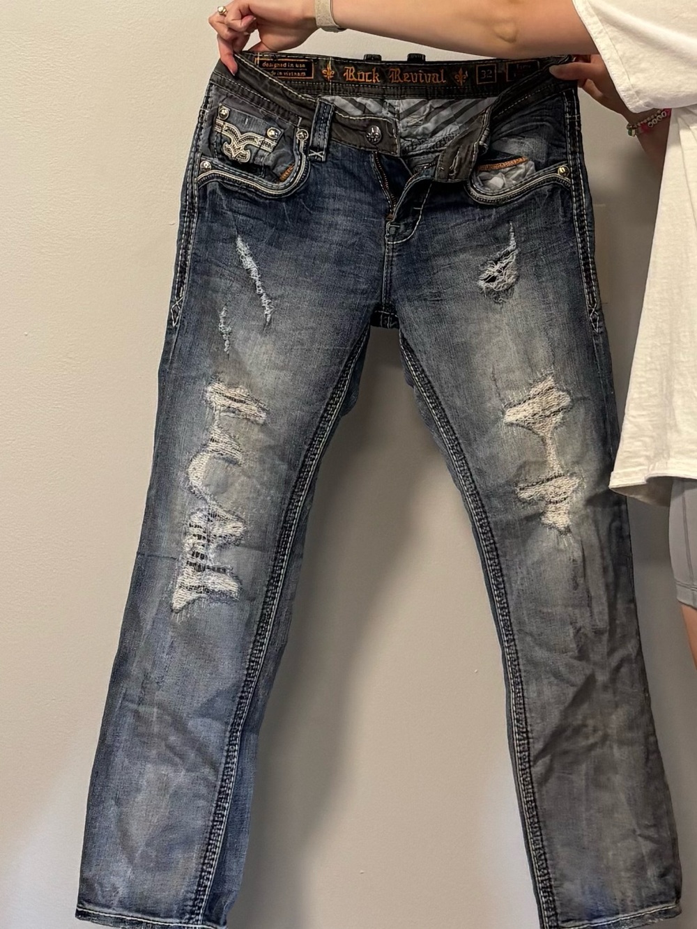 Rock Revival Men’s Distressed Straight Jeans
